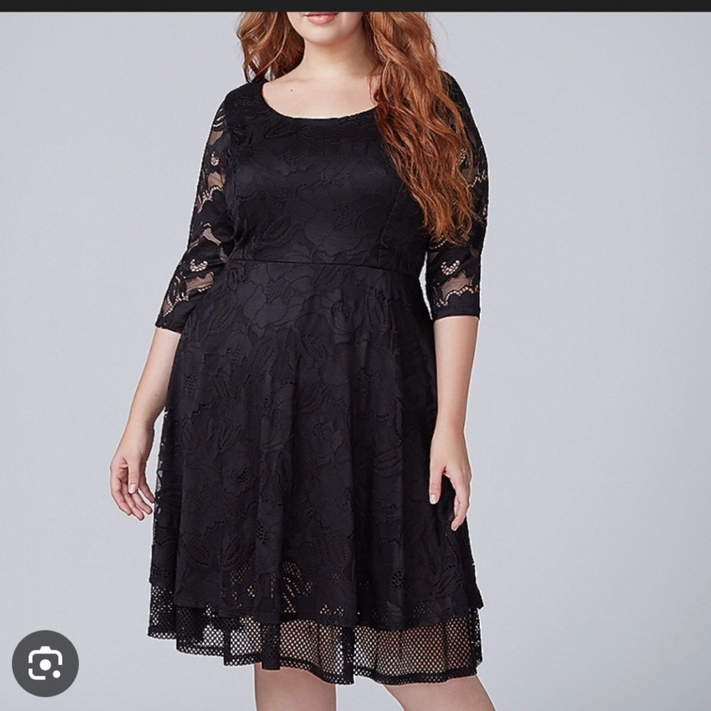 Lane Bryant Black Lace Fit-and-Flare Dress